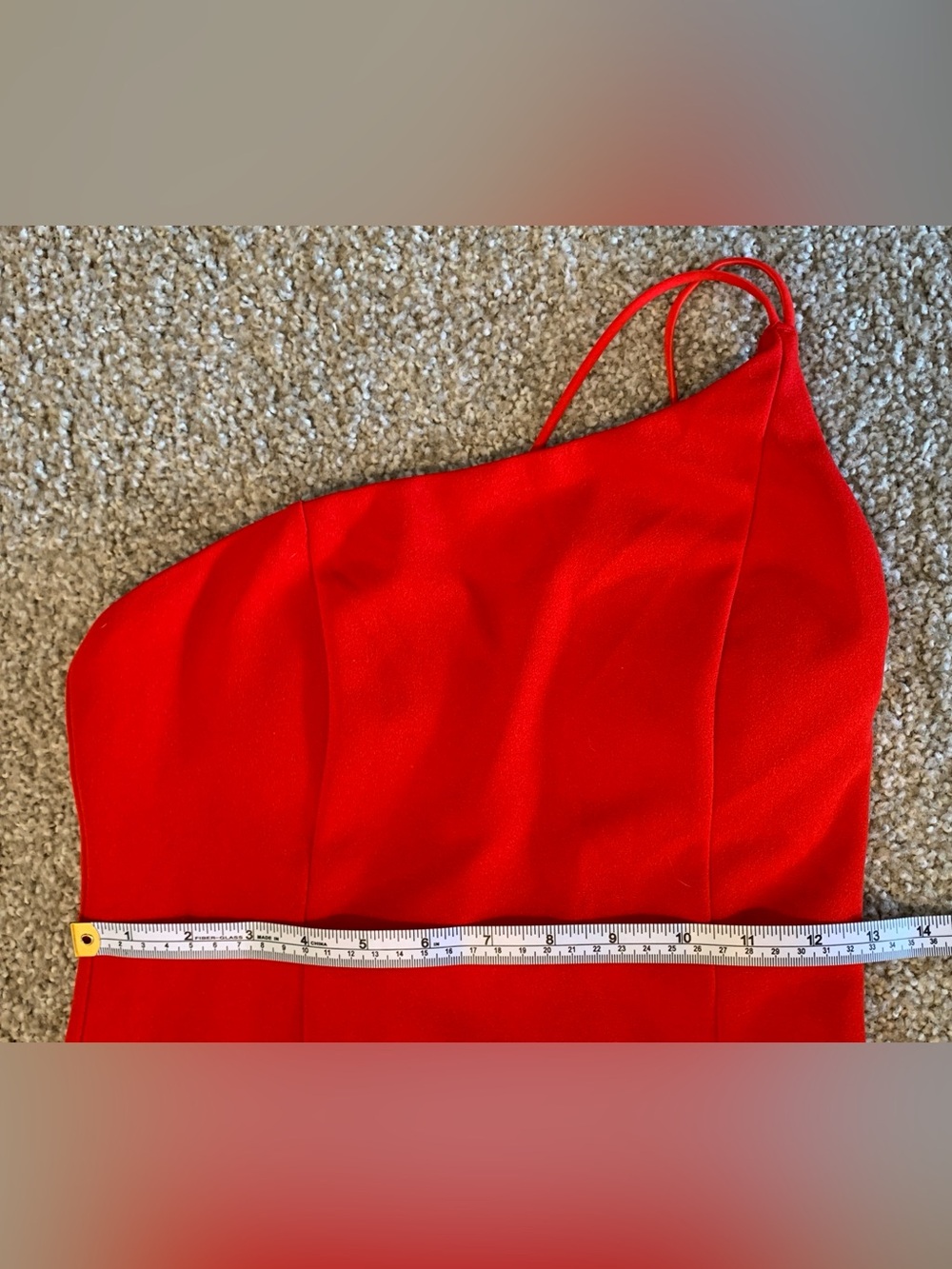 One-Shoulder Red Midi Dress - Picture 3 of 6